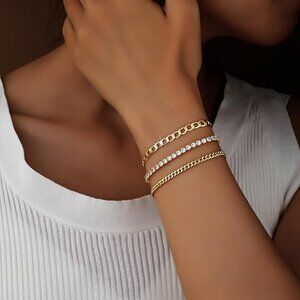 Classy Minimalist 14k Gold Set of 3 Bracelets Minimalist Style and Chic